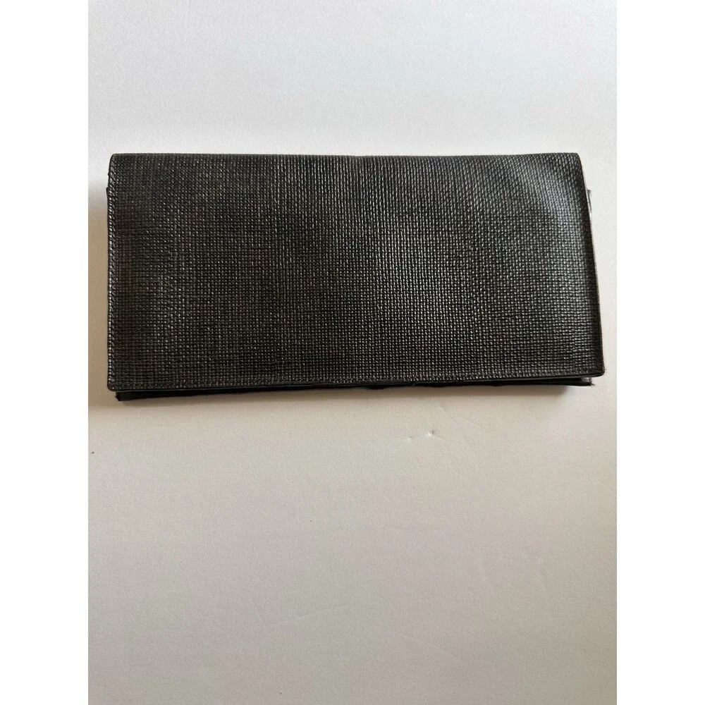 Dunhill London Men's Long Coat Wallet Brown Canvas Leather Check Pattern